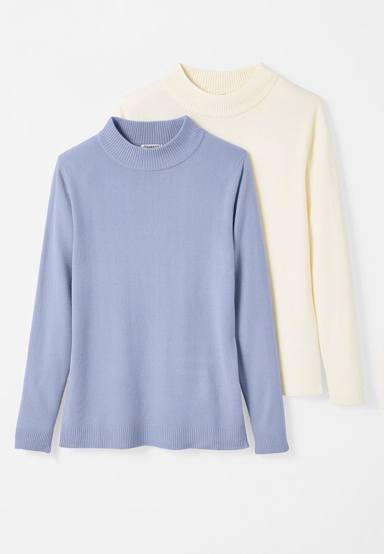 Damart - Col montant 2 tirettes, touche cachemire - Femme - Blauw - L