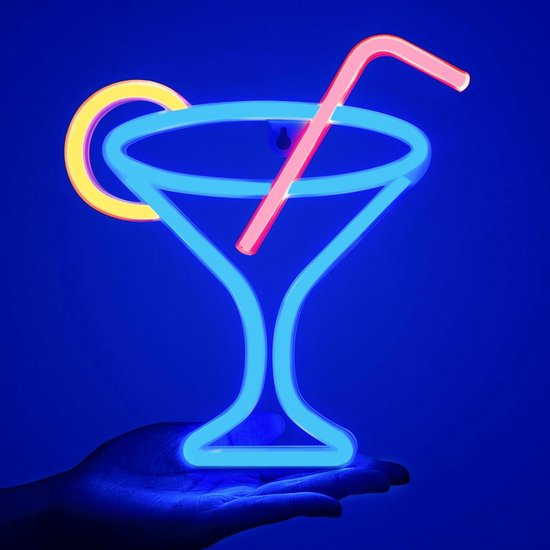 Foto: Botc neon lamp wandlamp neon verlichting neon led lamp cocktail blauw roze