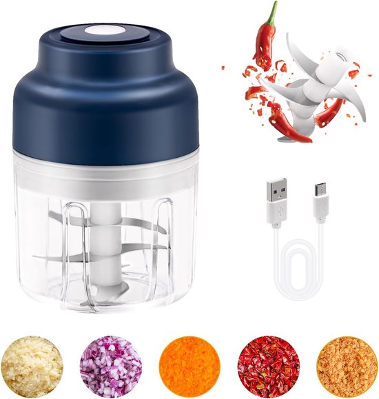 Genius Choptastic Pro - Multi-Zerkleinerer, 2 Stücke, 30 Watt, 300 ml Fassungsvermögen, elektrischer Zerkleinerer für Obst, Gemüse, Käse, Nüsse und Babynahrung, Zwiebelschneider, inkl. Ladekabel
