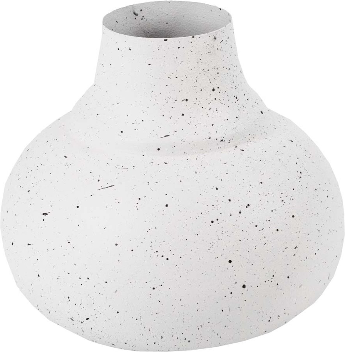 homebound by ky Metalen vaas white dots | 5x14x14,5cm | metalen bloemenvaas wit met dots