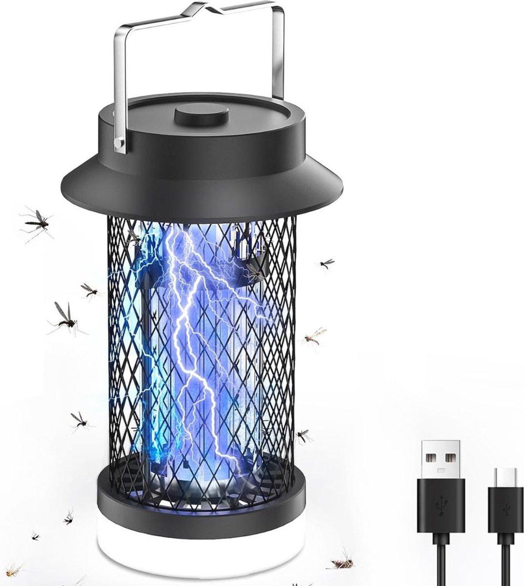 MKSS® Muggenvanger Elektrisch - Muggenlamp voor Binnen en Buiten - Muggenstekker met Filter - Zwarte Lantaarn