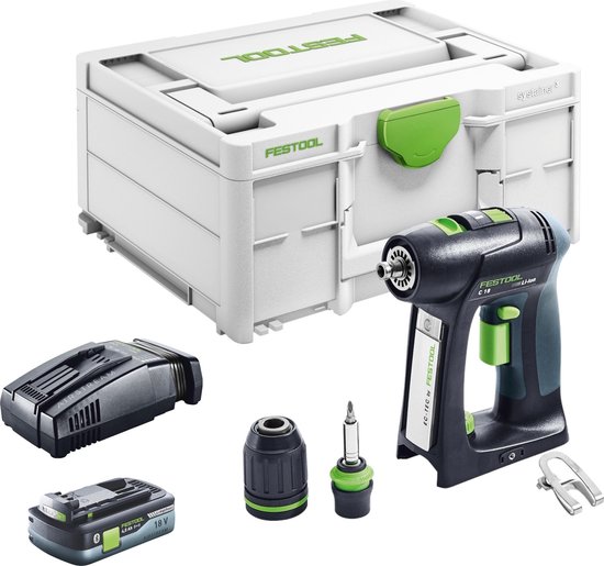 Festool C 18 Basic accuboormachine 18 V 45 Nm borstelloos + 1x accu 4,0 Ah + snellader + Systainer
