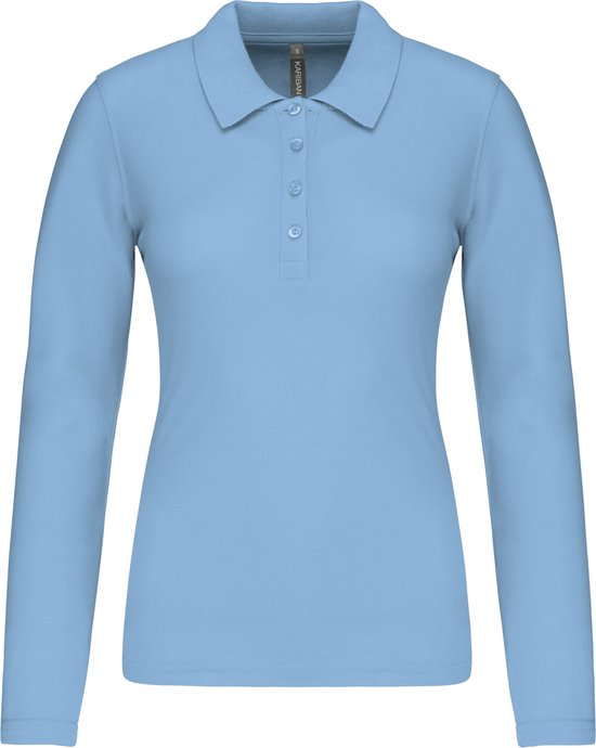 Kariban Polo femme manches longues piqué K257 - bleu ciel - S