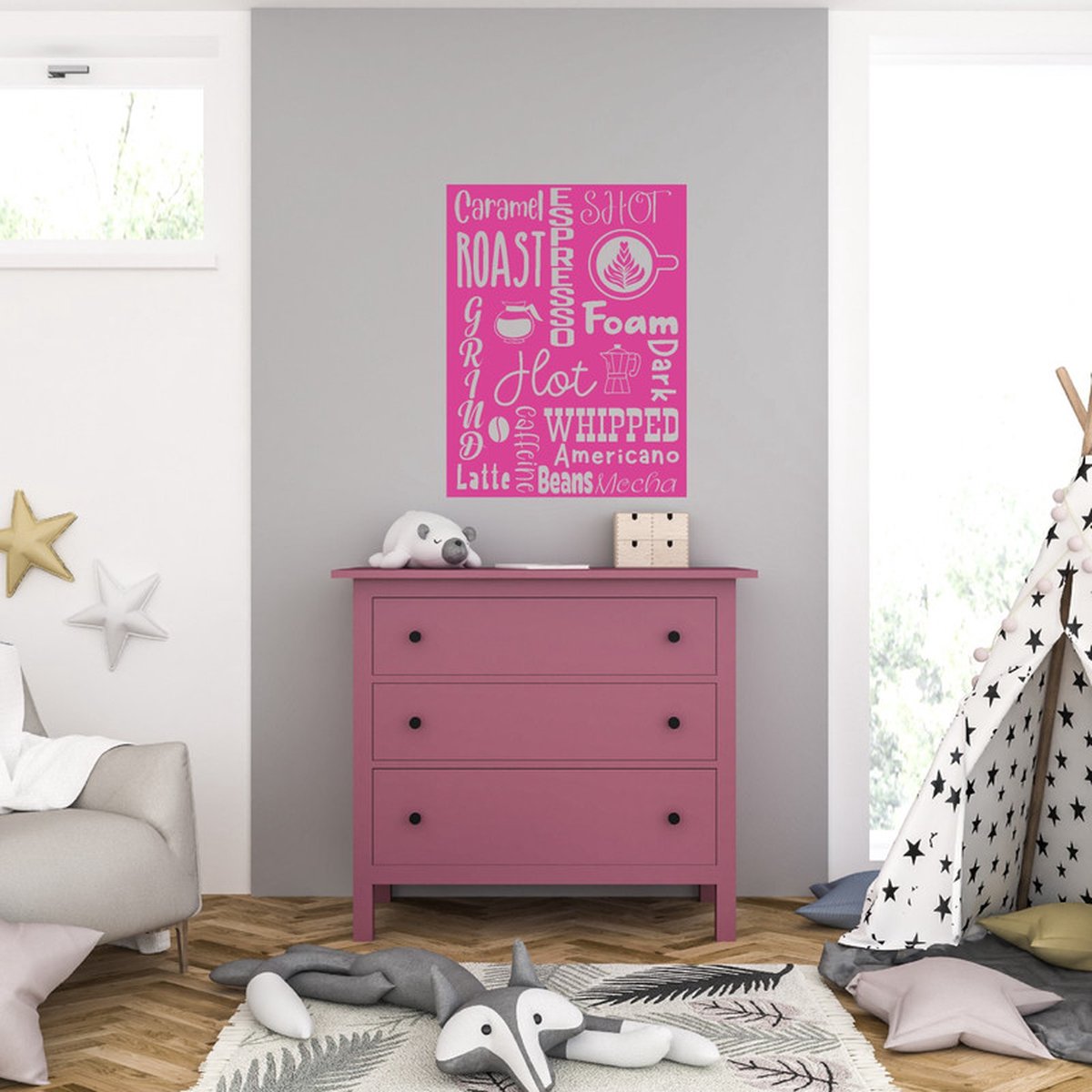 MC Living Muursticker - Coffee - 58 x 75 - Roze