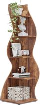 TRIBESIGNS Boekenkast - Hoekplank met 5 planken - 48 x 48 x 178 cm - Modern Stroomlijn Het Ontwerp - Bruin