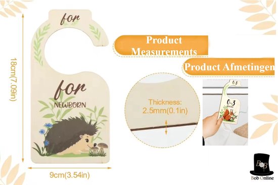 Bob Online ™ - 8 Stuks - Dieren Ontwerp - Houten Babykastverdelers v/a pasgeboren t/m 24 Maanden - Kinderkamer Decor - Babykledingorganisatoren - Wooden Baby Closet Dividers - Baby Shower gift - Kraamcadeau - Jongens & Meisjes - Kastverdelers - Baby — afbeelding 2
