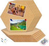 10 stuks kurkplaten, zeshoekige kurkplaten voor aan de muur, zelfklevende kurkwand met 6 mm dik, afmeting 20 cm x 17,5 cm, prikbord kurk voor fotowand of berichtenbord