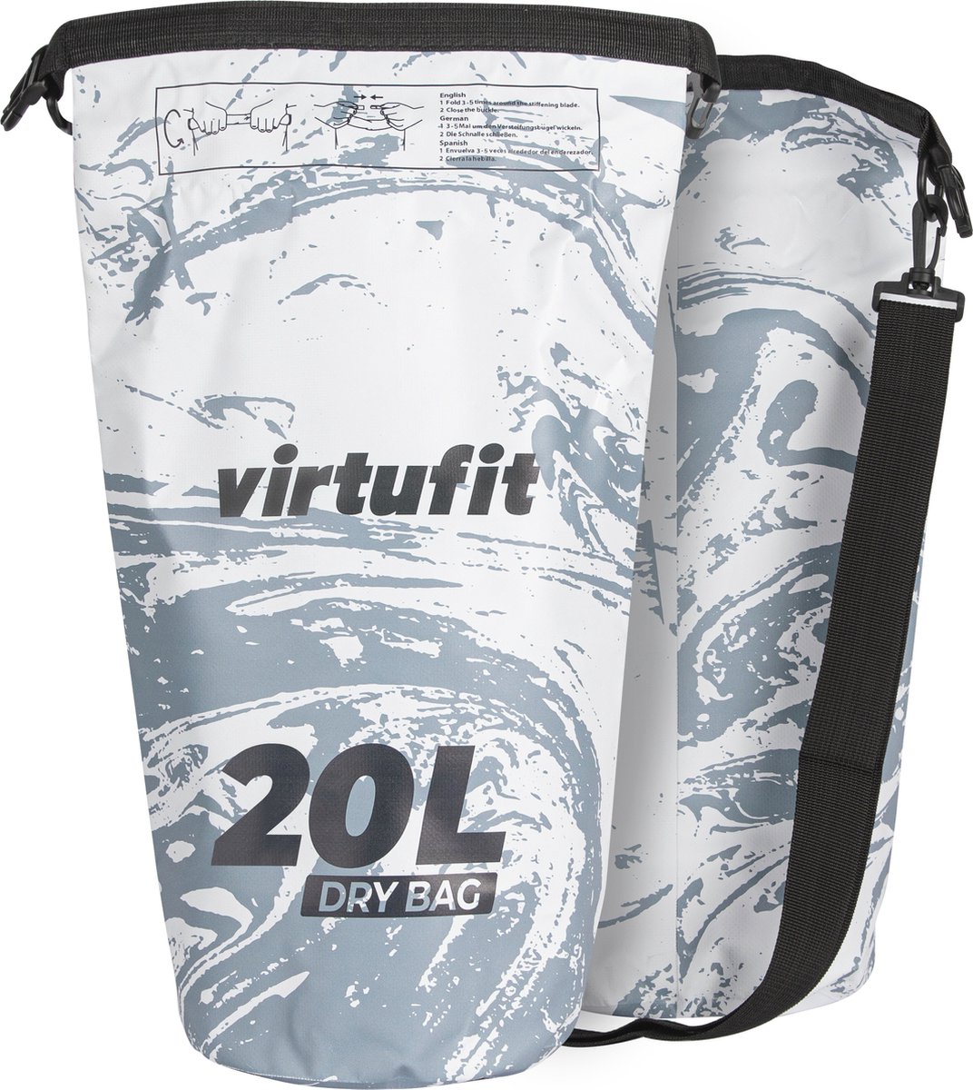 VirtuFit Dry Bag 20L - Waterdichte tas - Roll-top sluiting - Verstelbare draagriem - Drijvend vermogen