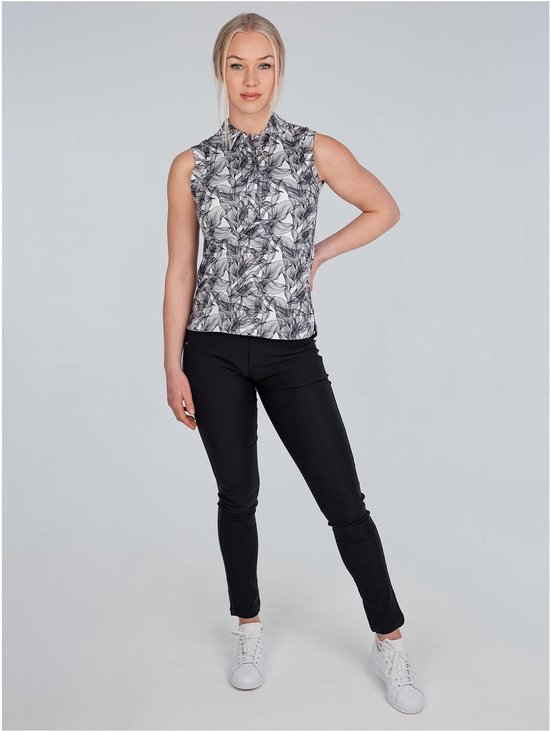 Func Factory dames polo Sienna black leaf mouwloos maat 38 van Func Factory — afbeelding 4