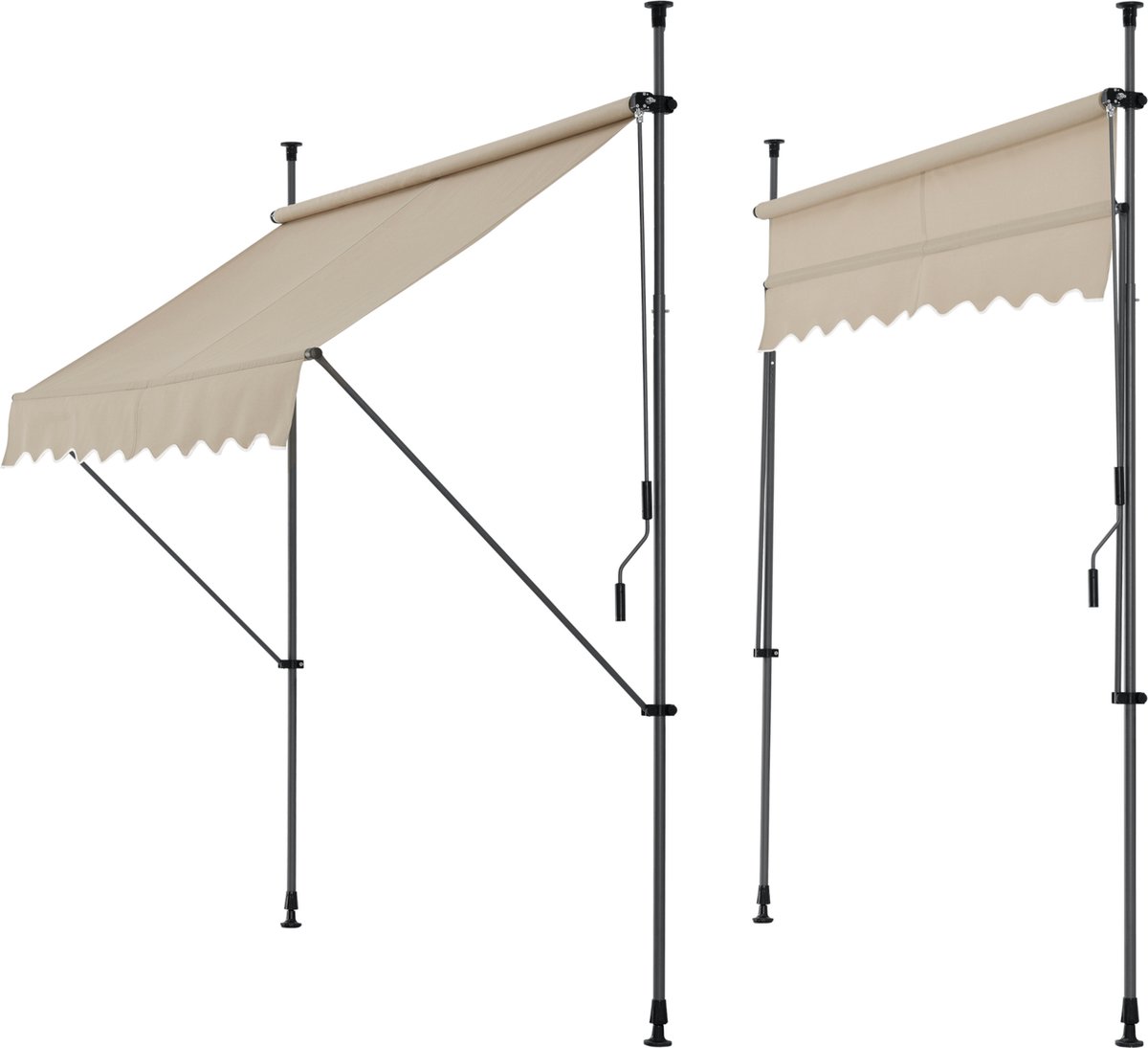 Bol.com Klem zonwering luifel uitschuifbaar zandkleurig 350x120 cm aanbieding