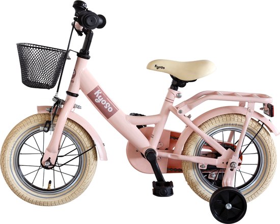 Kinderfiets 12" Kyoso Sparkle met remnaaf - mat roze van Merkloos — afbeelding 2