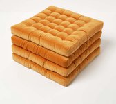 4-delige Set zitkussens voor keukenstoelen, Stoelkussens met Banden 40x40 cm, zitkussen voor binnen en buiten, voor eetkamer, woonkamer, studeerkamer (Bruin