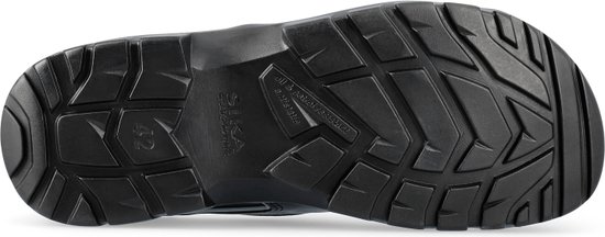 Zwarte Sika Proflex werkklomp zool met grof profiel.