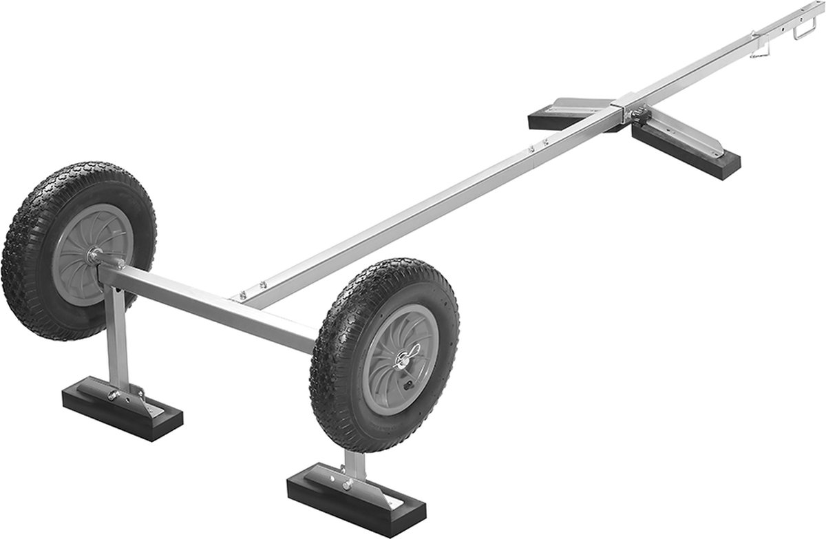 ProPlus Rubberboot Trolley - Draagstang 245-304 cm - Kar - Trailer - Bootaccessoires - Optimale Bescherming - Eenvoudig Transporteren van Rubberboten - Beschermende Pads - Verstelbaar - Handige Draagbeugel - Zilver