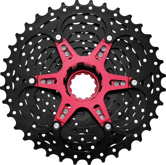 Cassette 10 speed Sunrace CSMX0 11-36T - zwart/rood van Merkloos — afbeelding 3
