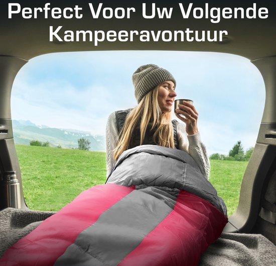 Active Era Professional Premium Slaapzak - 300 GSM Vulling en Waterafstotend - Mummieslaapzak met Binnenzak - 4 Seizoenen voor Kamperen, Camping, Backpacken, Hiken, Festivals, Logeren, Buitenhuis - Volwassenen & Kinderen - 220x80cm - Roze van Active Era — afbeelding 4