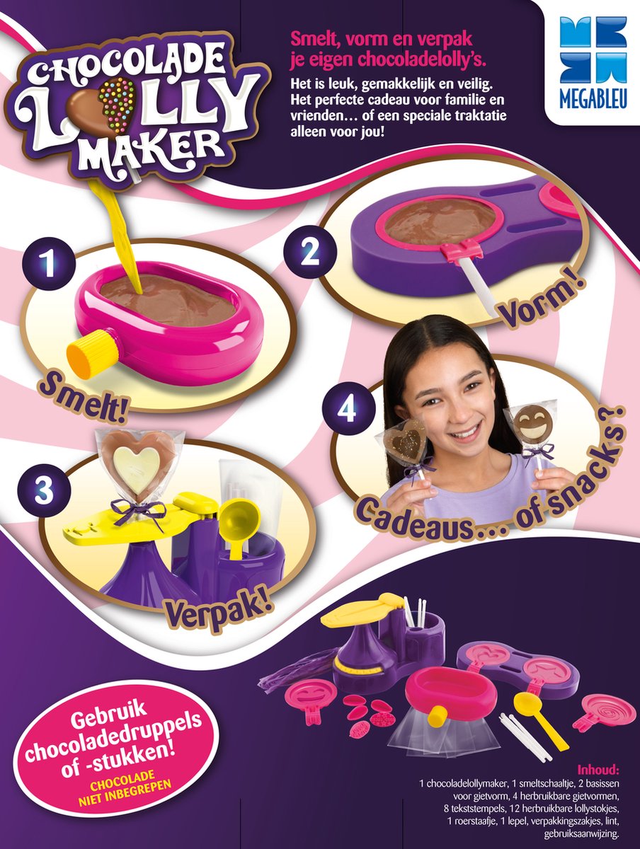 Megableu Chocolade Lolly Maker - Creatief Speelgoed met Chocolade - Maak Je Eigen Chocolade Lolly's - Knutselset voor Kinderen - Vanaf 6 Jaar - Origineel Cadeau — afbeelding 8