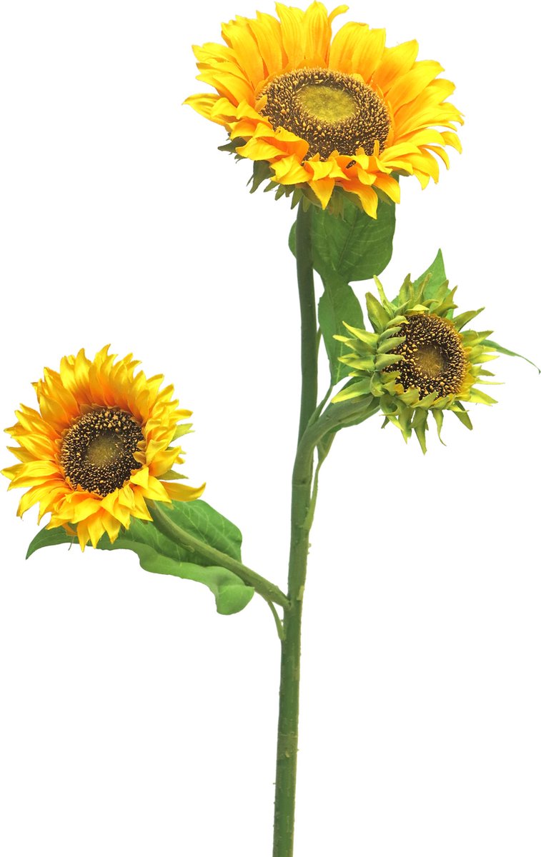 Bellatio Design Kunstbloem Zonnebloem Helianthus XL - 85 cm - losse steel - kunst zijdeblo