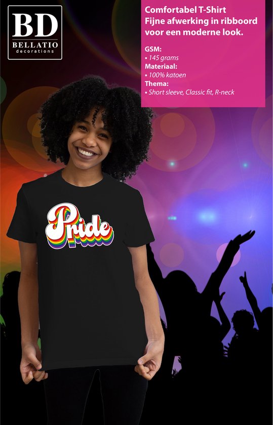 T-shirt Gay Pride Bellatio Decorations pour femme - fierté - noir - arc-en-ciel - LGBT M