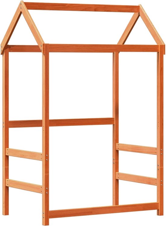 vidaXL - Lit enfant - avec - maison - solide - bois de pin - marron lavé - 90x200 - cm