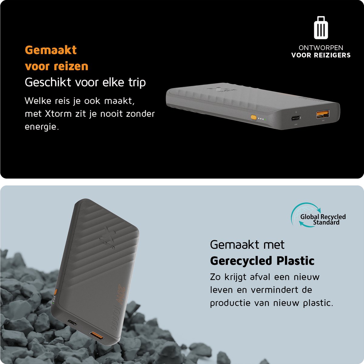 Xtorm Supercharge Powerbank 10000 mAh 20W Zwart - afbeelding 2