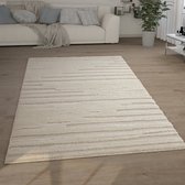 Paco Home Hoogpolig vloerkleed voor woonkamer, shaggy, imitatiebont, pluizig, afmetingen: 60 x 100 cm, kleur: crème
