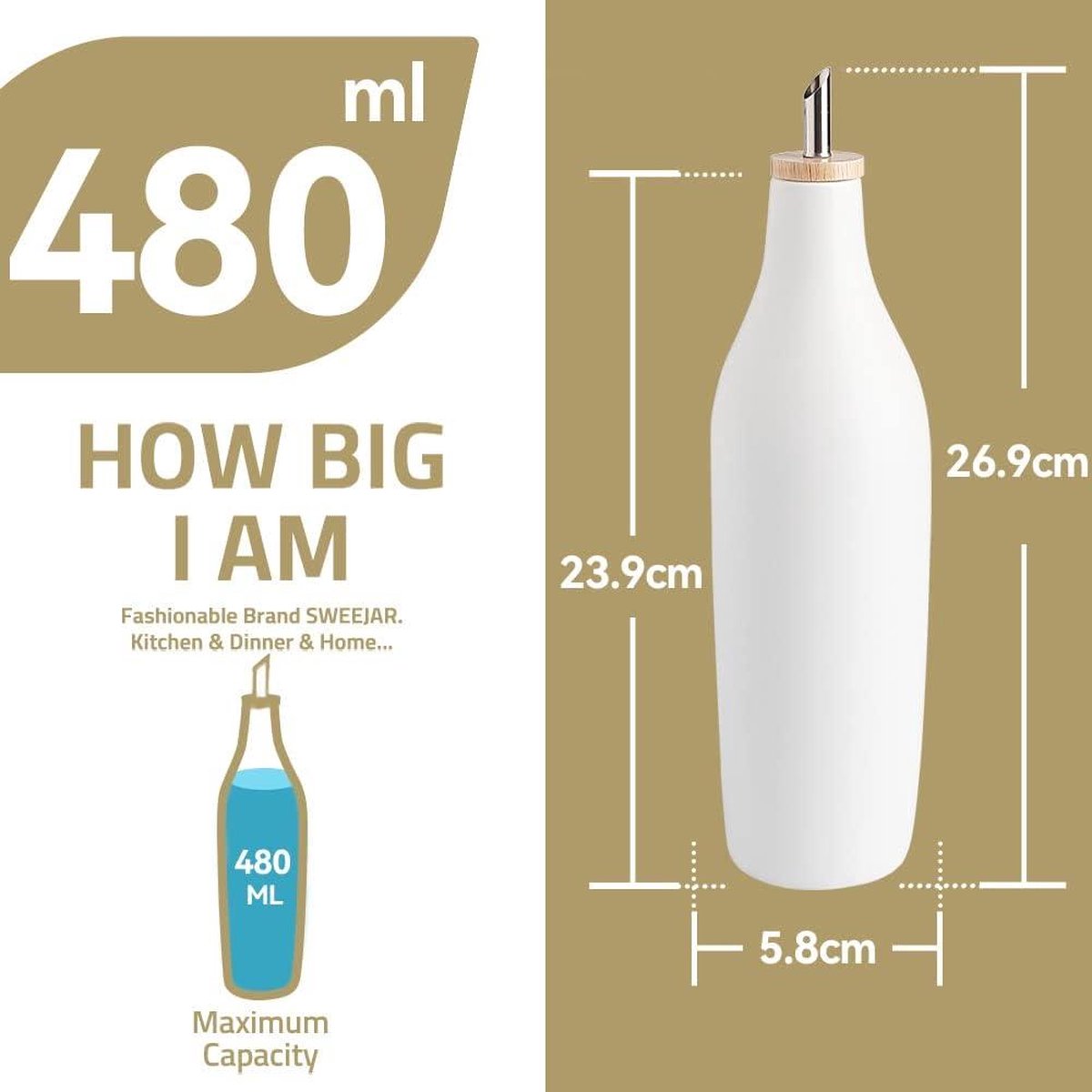 Bouteille De Distributeur D'huile De 500 Ml, Contenant D