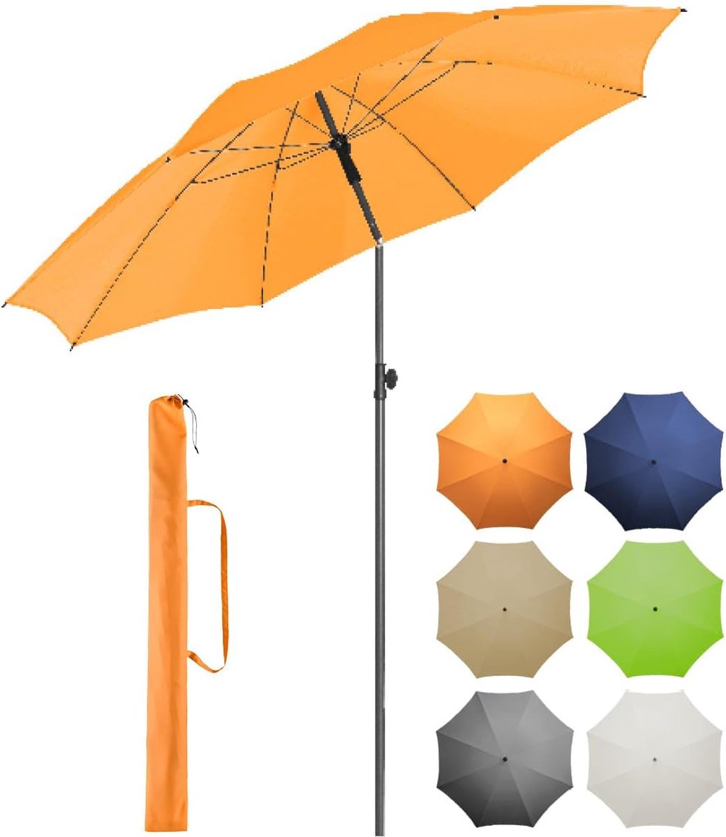 Bol.com Parasol - UV-bescherming 50+ voor balkon tuin terras zomer - titanium afwerking knikvoorziening draaivergrendeling incl.... aanbieding