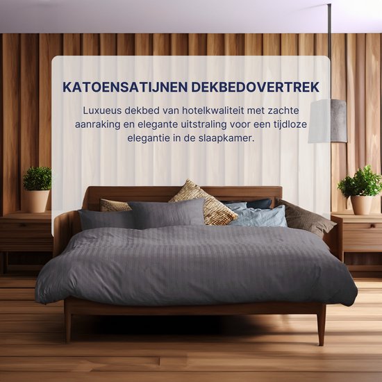 Ten Cate Hotel Dekbedovertrek - Dekbedovertrek 200 x 200 tweepersoons - Dekbedovertrekken - Dekbedovertrek 200x220 - Satijn - Antraciet van Merkloos — afbeelding 2
