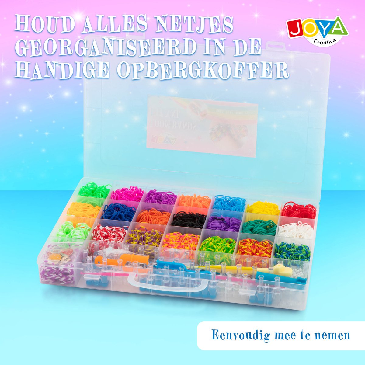 Joya Creative Loombandjes XXL Starter Set - 6200+ delig incl. Loombord - 22 Kleuren - Knutselkoffer - Armbandjes Maken - Loom Bandjes Pakket – Knutselen Meisjes — afbeelding 4