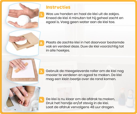 Frummel Baby Fotolijstje met Klei Afdruk (Gipsafdruk baby) - Beter dan gips afdruk - Klei Afdruk Baby Voet en Hand - Kraamcadeau Meisje / Kraamcadeau Jongen - Babyshower van Frummel — afbeelding 3