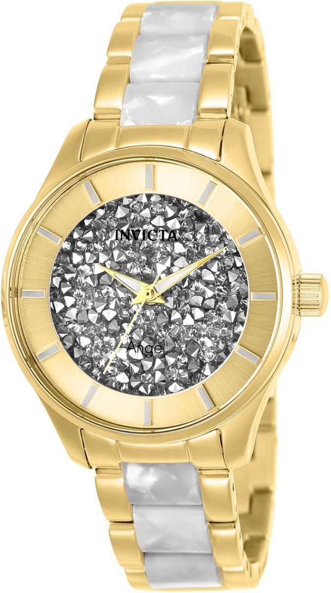 Invicta Angel 25245 Dames Horloge - Waterdicht - Analoog - Quartz Uurwerk - Roestvrij Staal met zilveren Wijzerplaat - 34mm