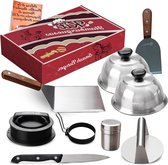 TOOHAO Smash Burgerset, 4-delig grillbestek met grote hamburgerpers, grillspatel, roestvrij staal, hamburgerdome, grillgeschenken voor mannen, perfect voor alle planchas/grillplaten/gasgrill