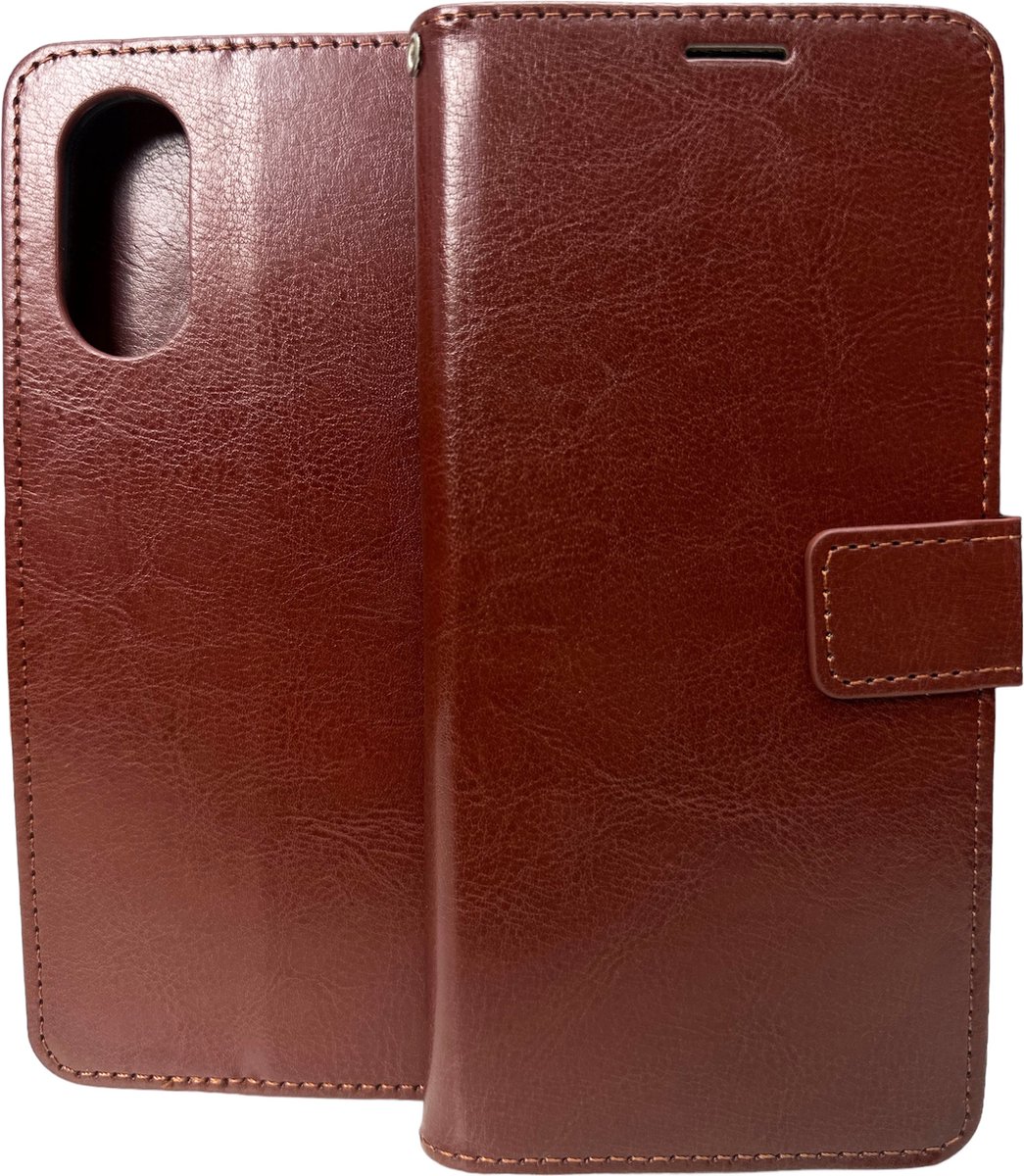 Bookcase Geschikt voor: Oppo A18 & A38 - Bruin - portemonnee hoesje - Book Cover