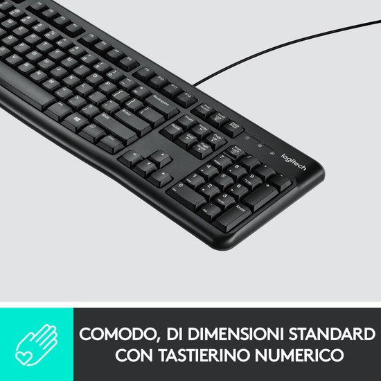 Logitech K120 - Bedraad Toetsenbord - QWERTY ISO - Zwart