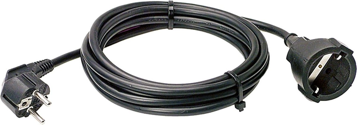 PVC Schuko Verlengkabel - EU-Stopcontact - 2 m Kabellengte - Zwart - Hoge Kwaliteit
