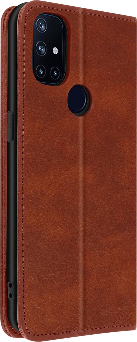 Cover Geschikt voor OnePlus Nord N10 5G Flip Wallet Stand Video bruine