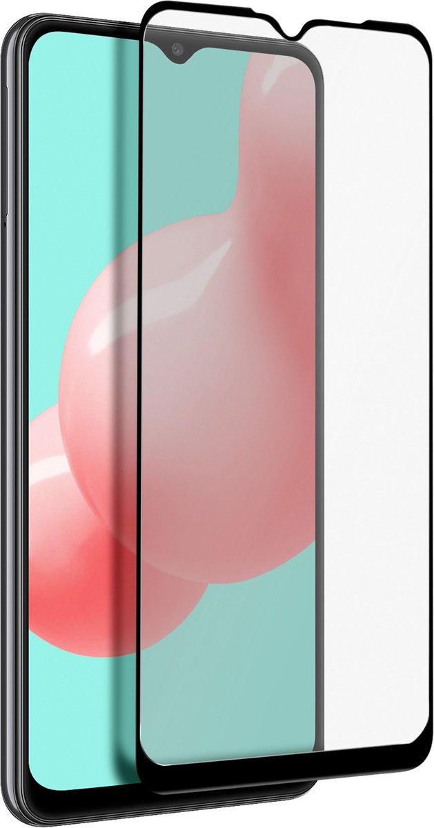 Geschikt voor Samsung Galaxy A32 5G/A02s gehard glas 9H afgeschuinde rand zwart