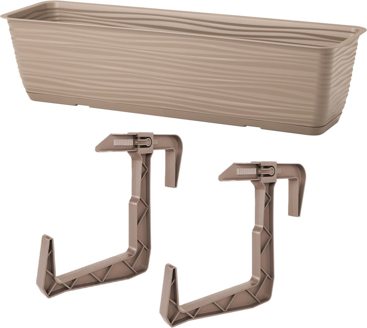 Form Plastic Balkon plantenbak Balustrade - incl ophangbeugels - kunststof - beige - L80 x B17 x H14