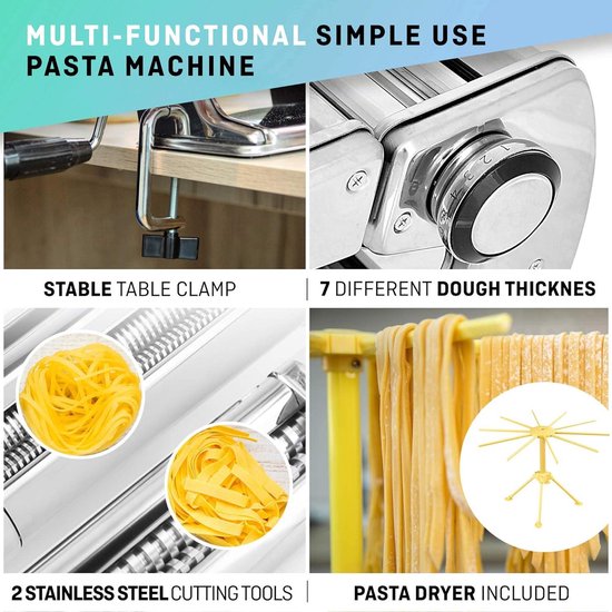 VeoHome Handmatige Pastamachine Met Wasdroger Voor Tagliatelle Spaghett 3760289370313~4027925