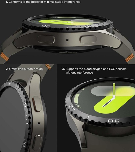 Ringke Bezel Styling Tempered Glass Geschikt voor Samsung Galaxy Watch 7 44MM RVS. bol