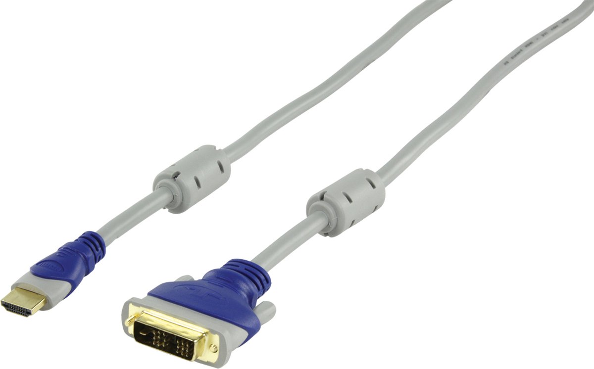 HQ - HDMI naar DVI kabel - 10 m - Wit/Blauw