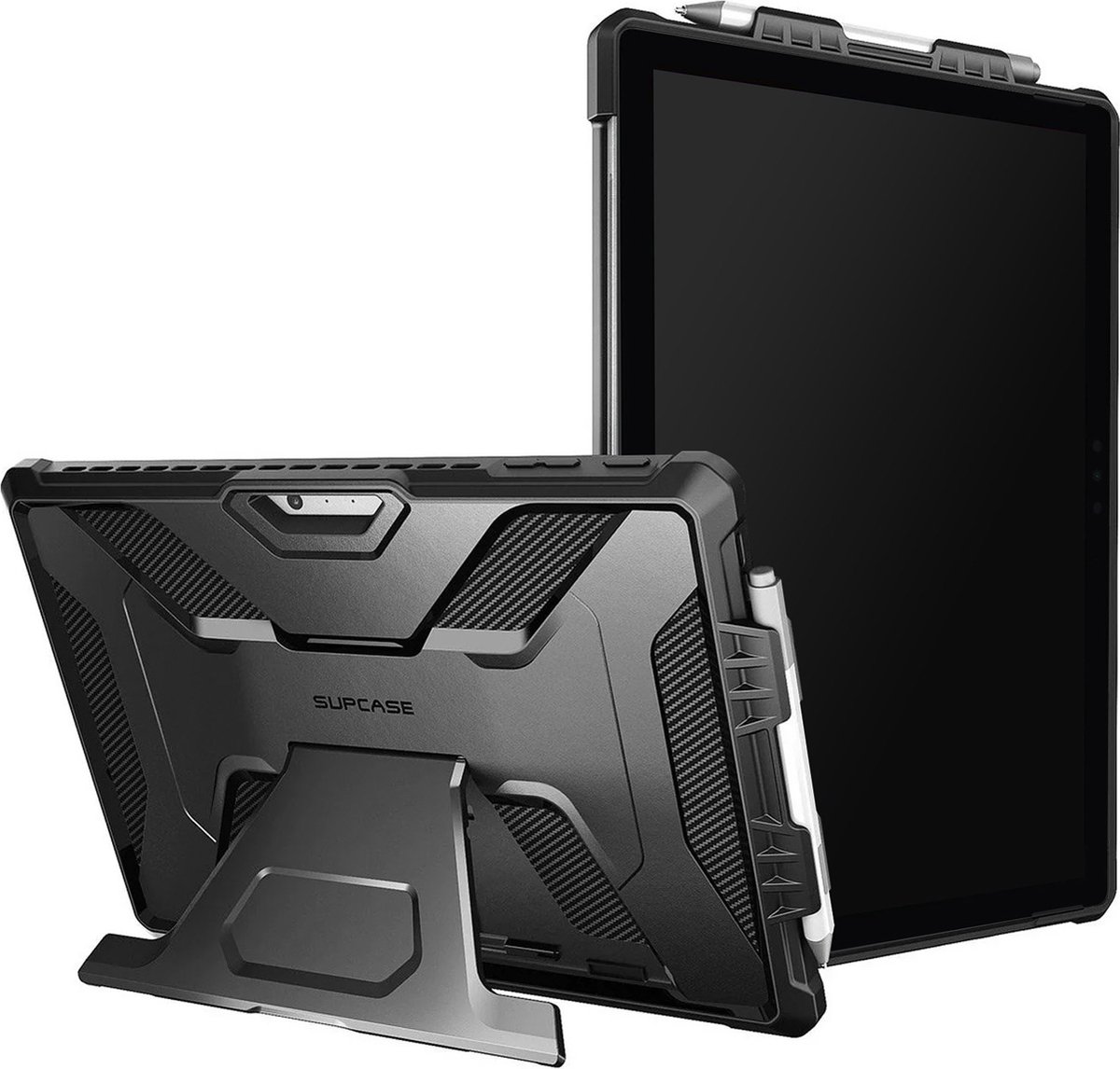 SUPCASE Unicorn Beetle Pro Hoes Geschikt voor Microsoft Surface Pro 7 Plus / Pro 7 / Pro 6 / Pro 5 / Pro 4 / Pro LTE - Back Cover met Kickstand Zwart