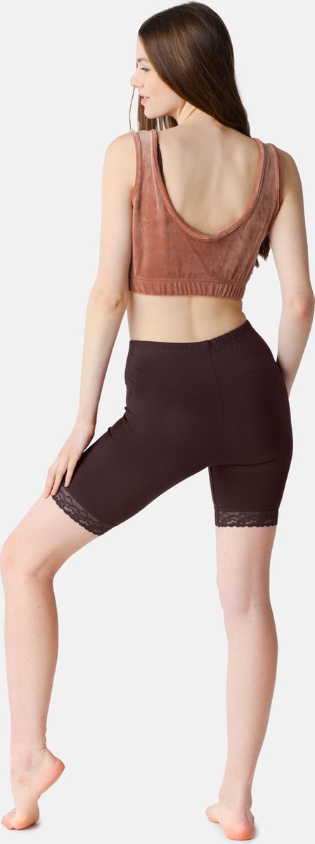 Bellivalini BLV-BLV50-216-LE Dames Leggings - Sport - Vrijetijdsbroek - Kort - Viscose - Sporbroek - Yogabroek - Bruin - L