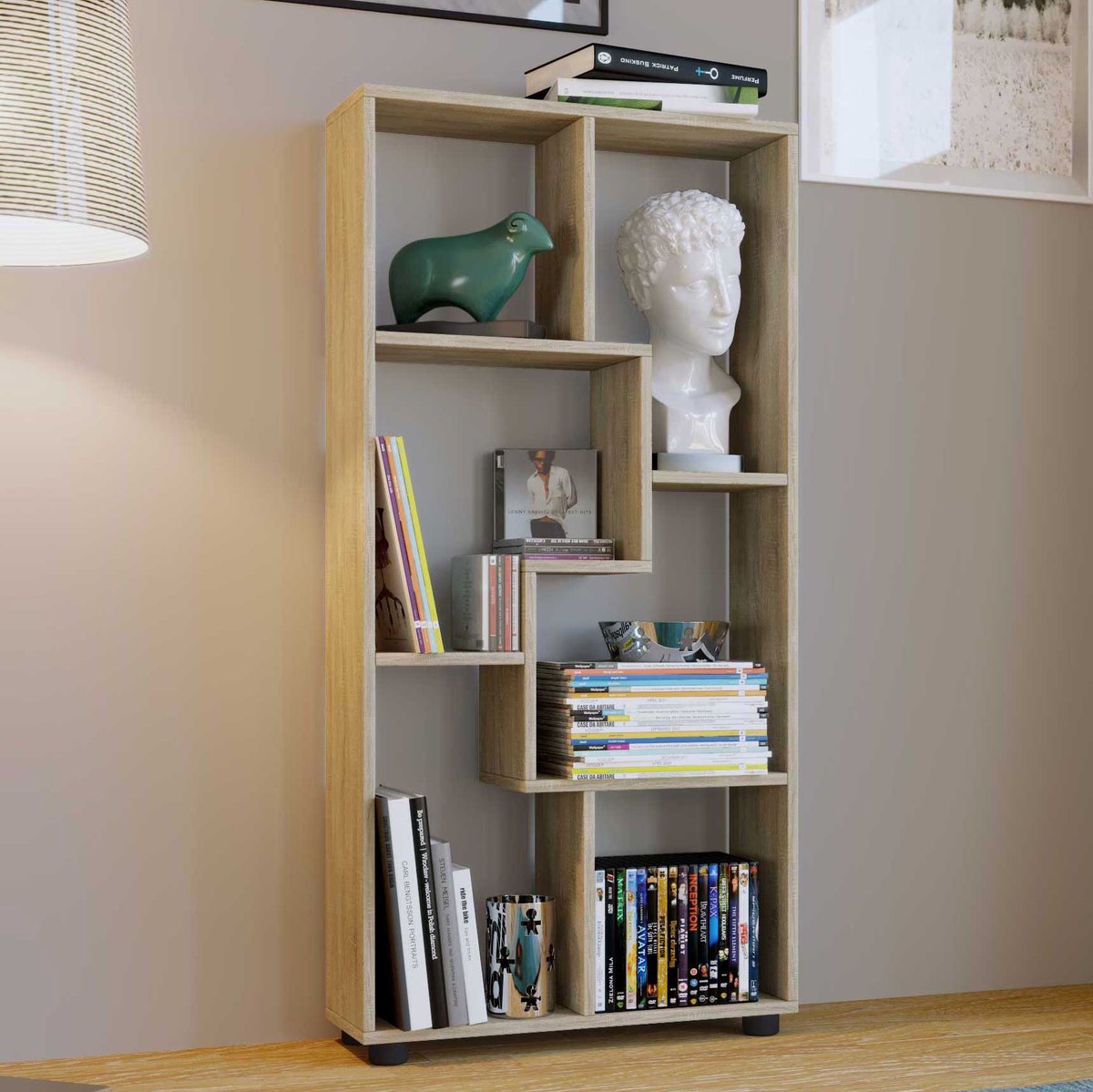 Boekenkast Azira 116 Cm 6 Open Vakken-Sonoma Eik - Emob - Wandrek - Bruin - Melamine; Spaanplaat