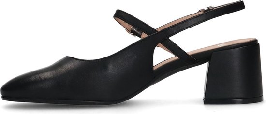 Manfield - Femme - Slingbacks en cuir noir - Taille 42