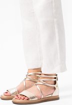 No Stress - Femme - Sandales à brides en cuir doré - Taille 37