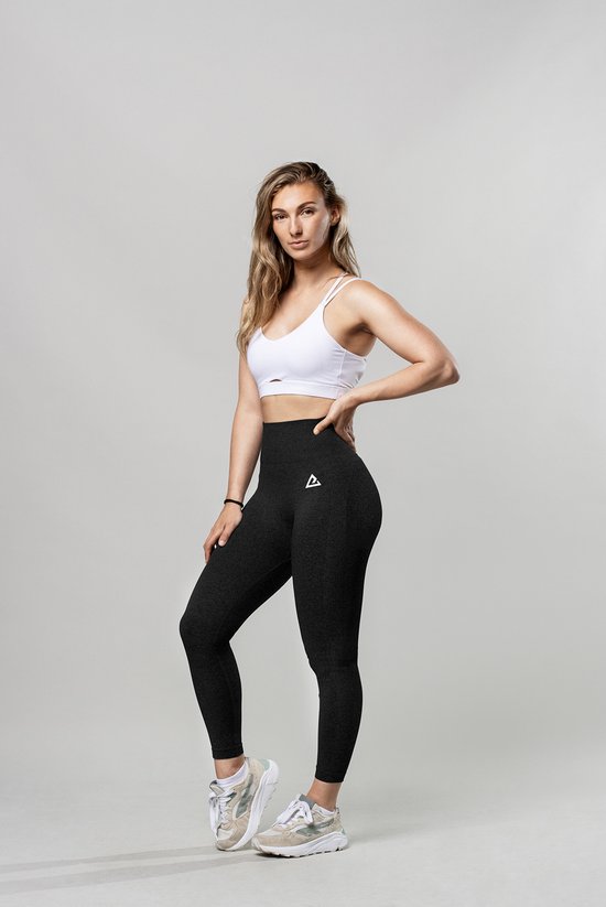 Mewave | Legging de sport noir | Femmes | Pantalon de sport | Vêtements de sport | Jambières de yoga | Pantalon de course à pied | TIC Tac | Fitness | Taille L
