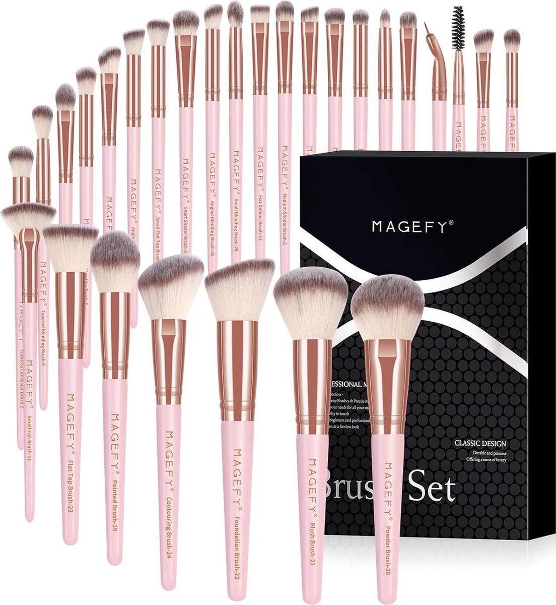 Goedkoopste Professionele make-upkwasten, 28 stuks, premium foundation, gezicht, ogen, lippen, oogschaduw, kwast, cosmeticakwasten, set met zwarte geschenkdoos