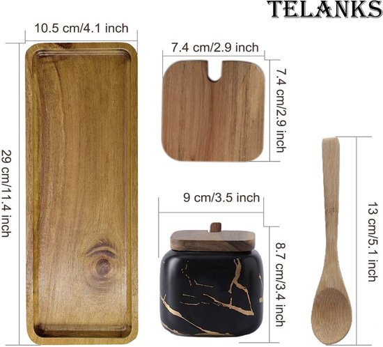 KIDYBELL Marmeren Keramische Kruidenpotten Set - 3 stuks Porselein Kruiderij Potten voor Zout, Suiker, Peper